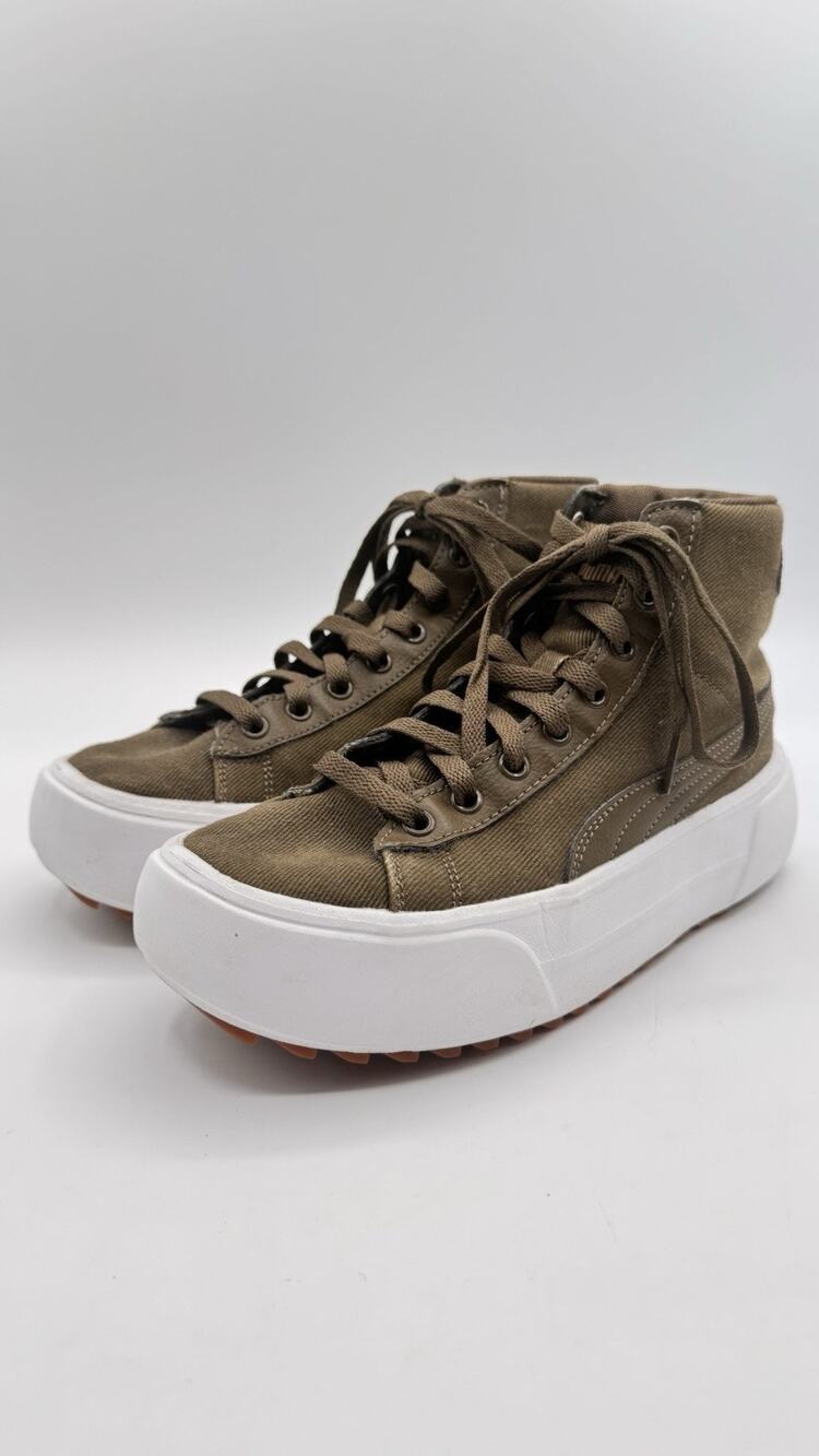 PUMA Kaia Mid Tops Olive Green Platform Sneaker Size 7.5 Women’s